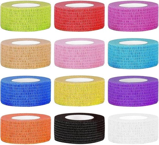 Banda sportiva Plus 12 rulli fissaggio elastico 25 cm x 45 m (multicolore) - Per dita e polsi