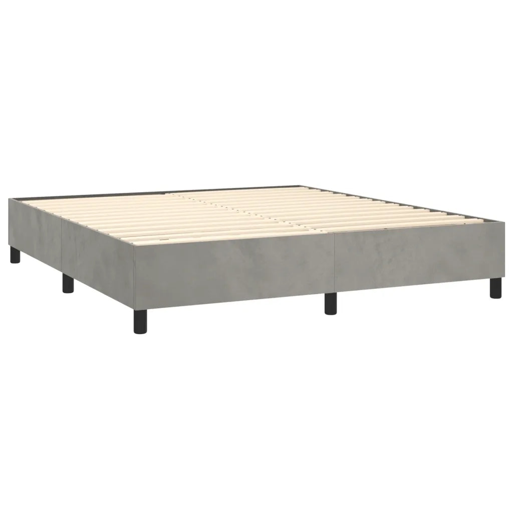 Letto a Molle Materasso e LED Grigio Chiaro 180x200 cm Velluto 3136317