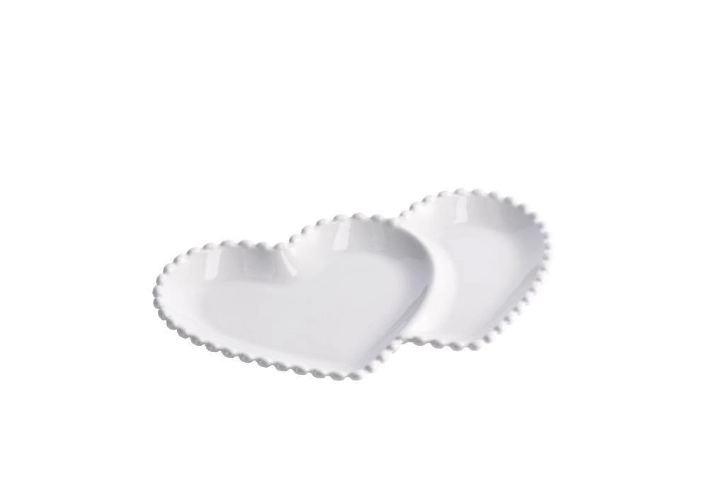 Piatto Vassoio in Ceramica Forma Cuore Bianco 31 x 18,5 cm