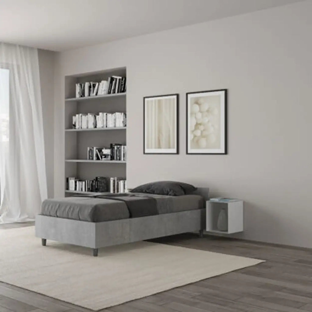 Letto singolo contenitore 80x200 cemento Nuamo