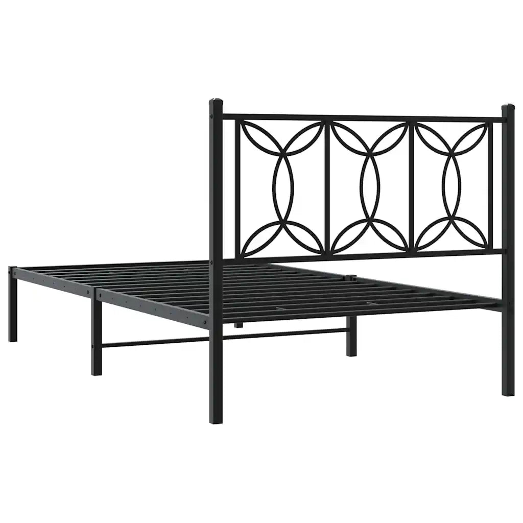 Letto singolo | Letto per adulti | Giroletto con Testiera in Metallo Nero 107x203 cm