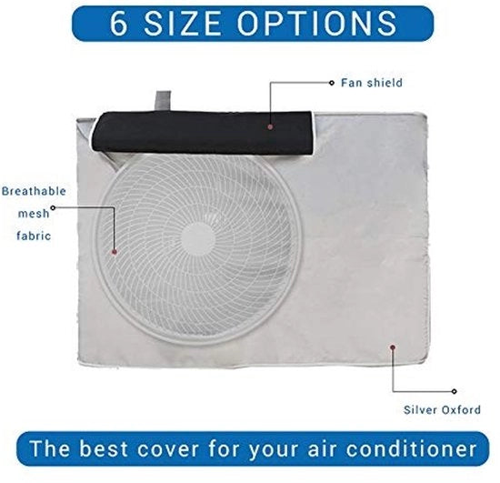 Copertura per impianto di climatizzazione - Acqua, polvere e UV resistente - Resistente al freddo - Dimensioni 72 x 26 x 57 cm - Materiale Oxford argentato - Coperture per impianto di climatizzazione