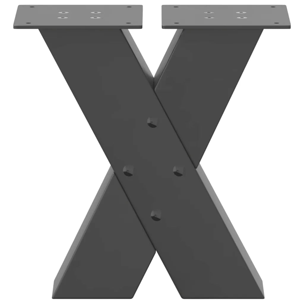 Gambe per Tavolino da CaffÃ¨ a Forma di X 2 pz Antracite 40x(30-31) cm Acciaio