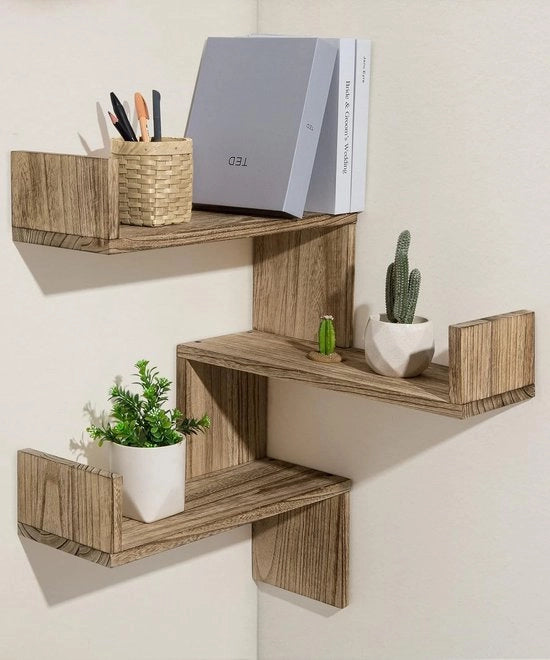 Set di 3 ripiani per parete, ripiani per parete, pannelli per parete, librerie, piano di doccia, piano angolare per cucina e bagno, decorazione per parete, ripiani, insieme da 3