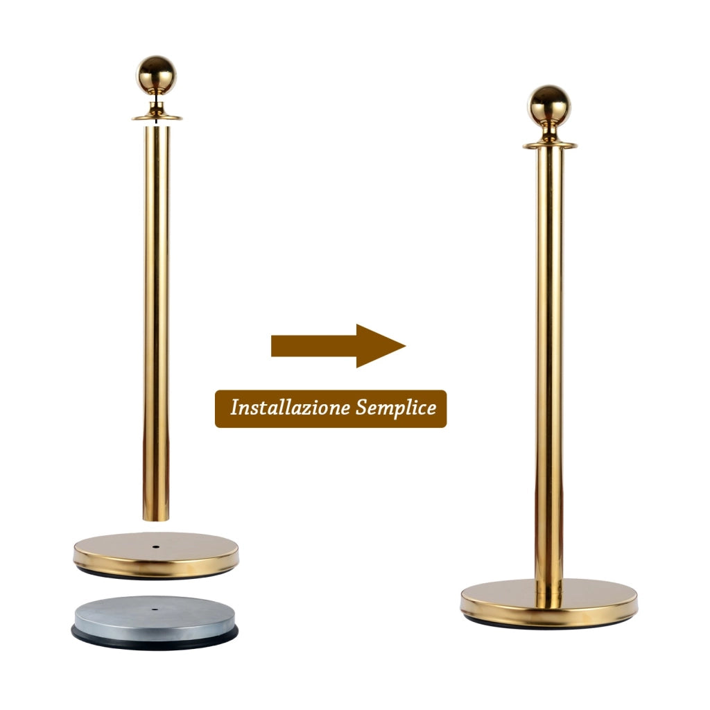 EasyComfort Colonnina Segnapercorso per Code Separatore in Acciaio Rosso e Oro