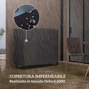 Portalegna per Camino da Interno ed Esterno con Telo Porta Legna e Copertura 120x36x99 cm in Metallo Nero