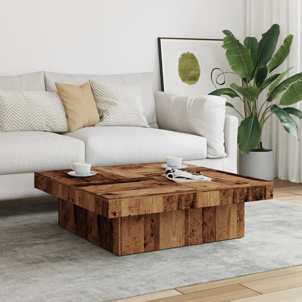 Tavolino da salotto | Tavolino da caff¨¨ | Tavolino da Soggiorno Legno Antico 90x90x28 cm in Truciolato