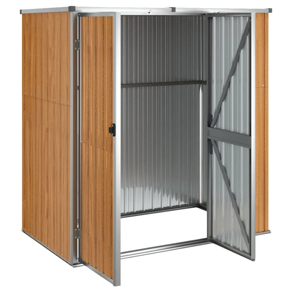 Casetta da giardino cabina ripostiglio casetta da esterno robusta casetta per attrezzi 161 x 89 x 161 cm acciaio zincato marrone 02_0022421
