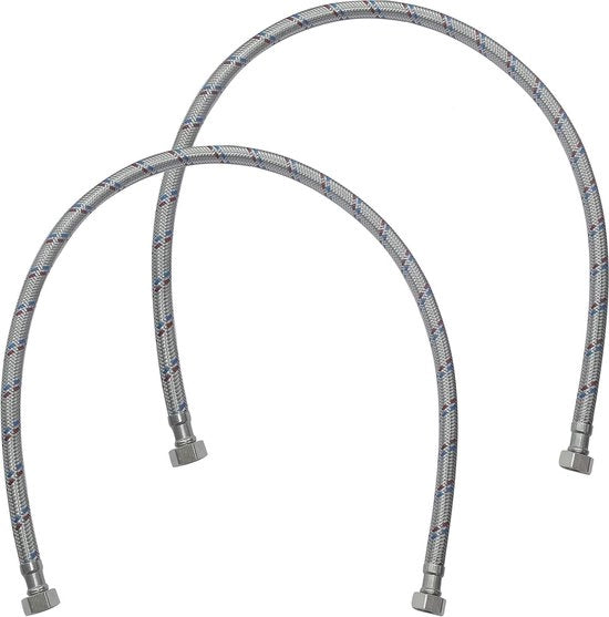 Set di 2 tubi di collegamento flessibili 800 mm per rubinetto miscelatore sanitario cucina bagno.