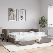Divano Letto Estraibile con Cassetti-Sofa Letto-Daybed Tortora 80x200 cm Tessuto 328021