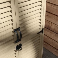 Armadio da Esterno Portaoggetti a 2 Ripiani con Picchetti, in Legno di Abete, 75x50x111/118 cm