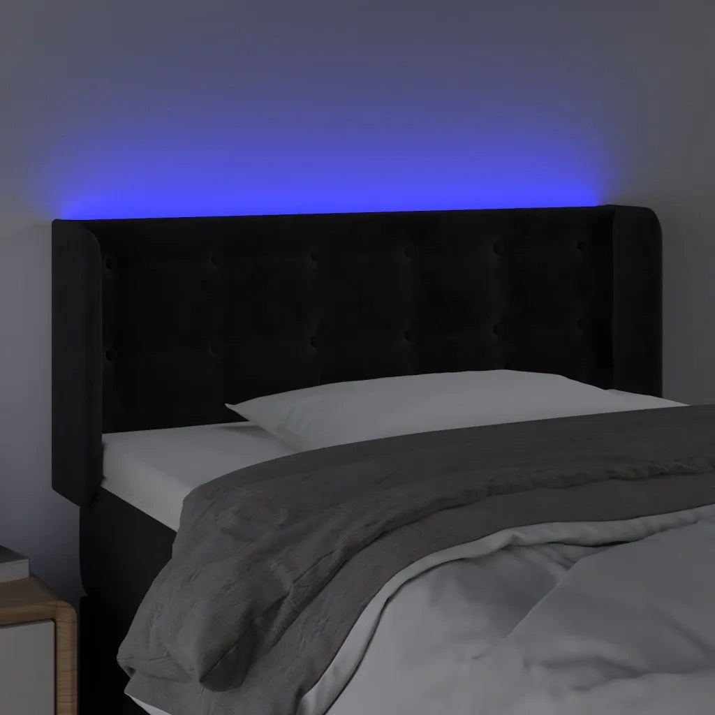 Testiera a LED Nera 83x16x78/88 cm in Velluto 3123702