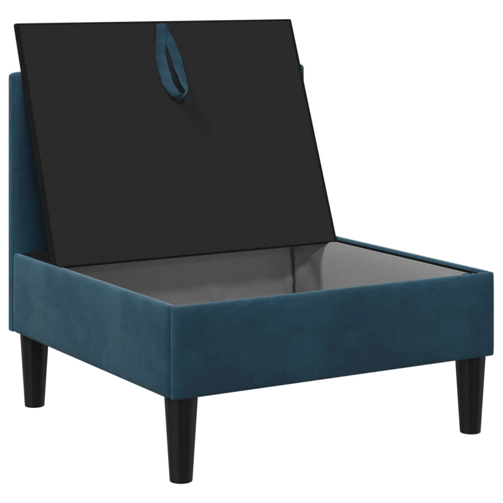 Divano | Divano da soggiorno | Sofa Centrale con Spazio di Archiviazione Blu Velluto