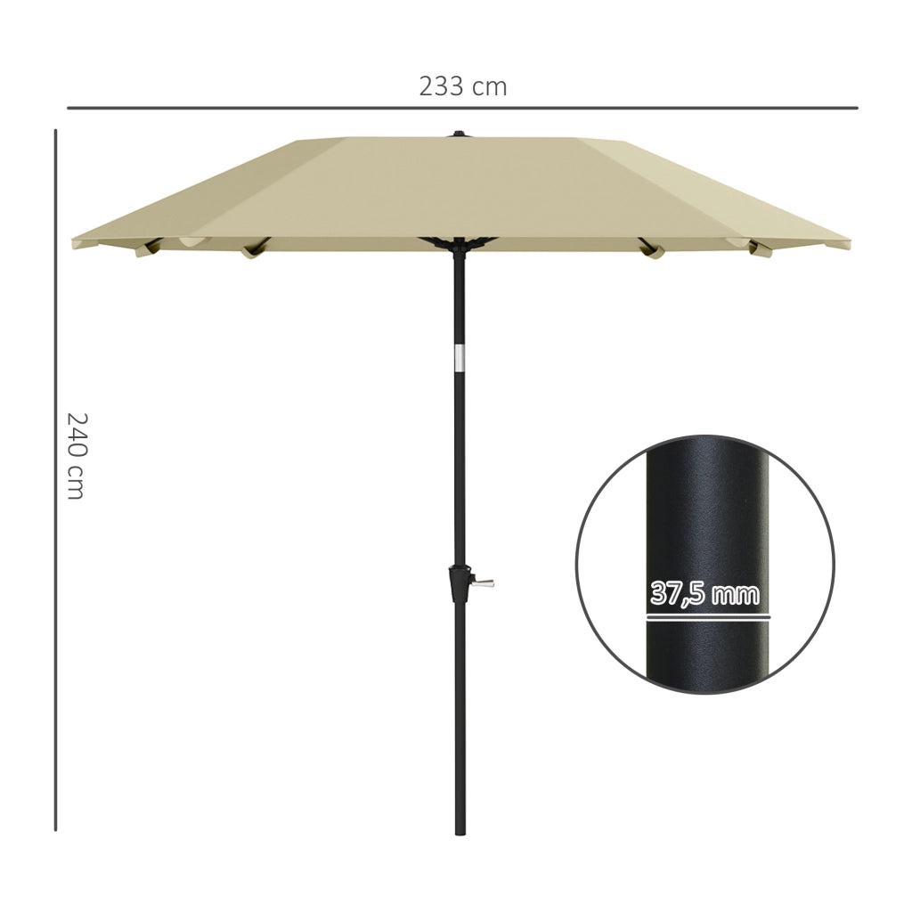 Ombrellone da Giardino ¨C zephmum ¨C Beige, Poliestere, Alluminio, Fibra di Vetro, Regolabile, 2.3 m