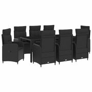 Set da pranzo per esterni 9 pcs Nero 190 x 90 x 75 cm
