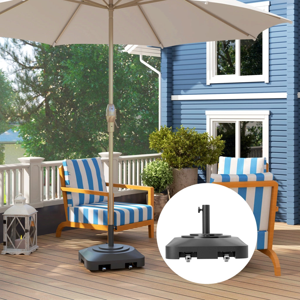 Base per Ombrellone a Rotelle ¨C Zephmum ¨C HDPE, Nero, 48x48x32.5 cm