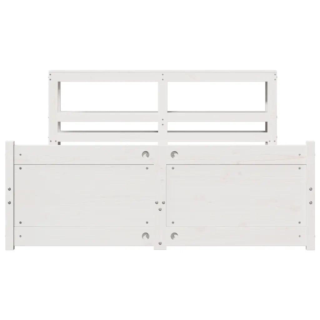 Giroletto con Testiera Bianco 150x200 cm Legno Massello di Pino 3306024
