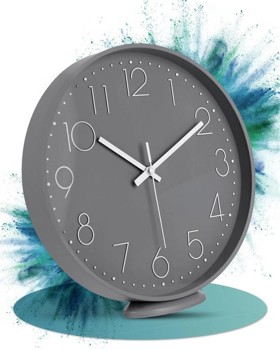 Orologio da Parete Grigio - Regolabile in Posizione - 30 cm - Silenzioso - Stile Classico e Moderno - Senza Suoni di Ticchettio - Adatto per Sala da Pranzo, Ufficio, ecc.