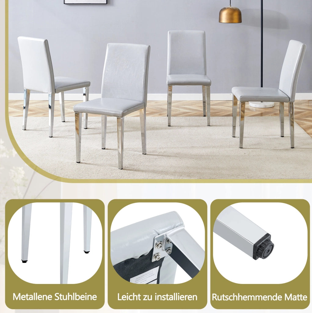 Set di 2 sedie da pranzo grigio chiaro e argento