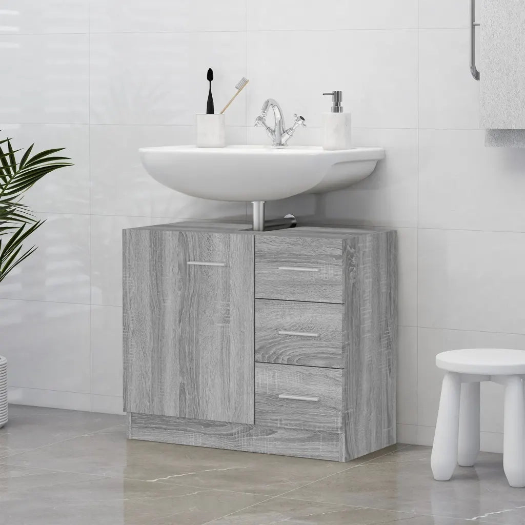 Mobile Lavabo Grigio Sonoma 63x30x54 cm in Legno Multistrato cod mxl 14067