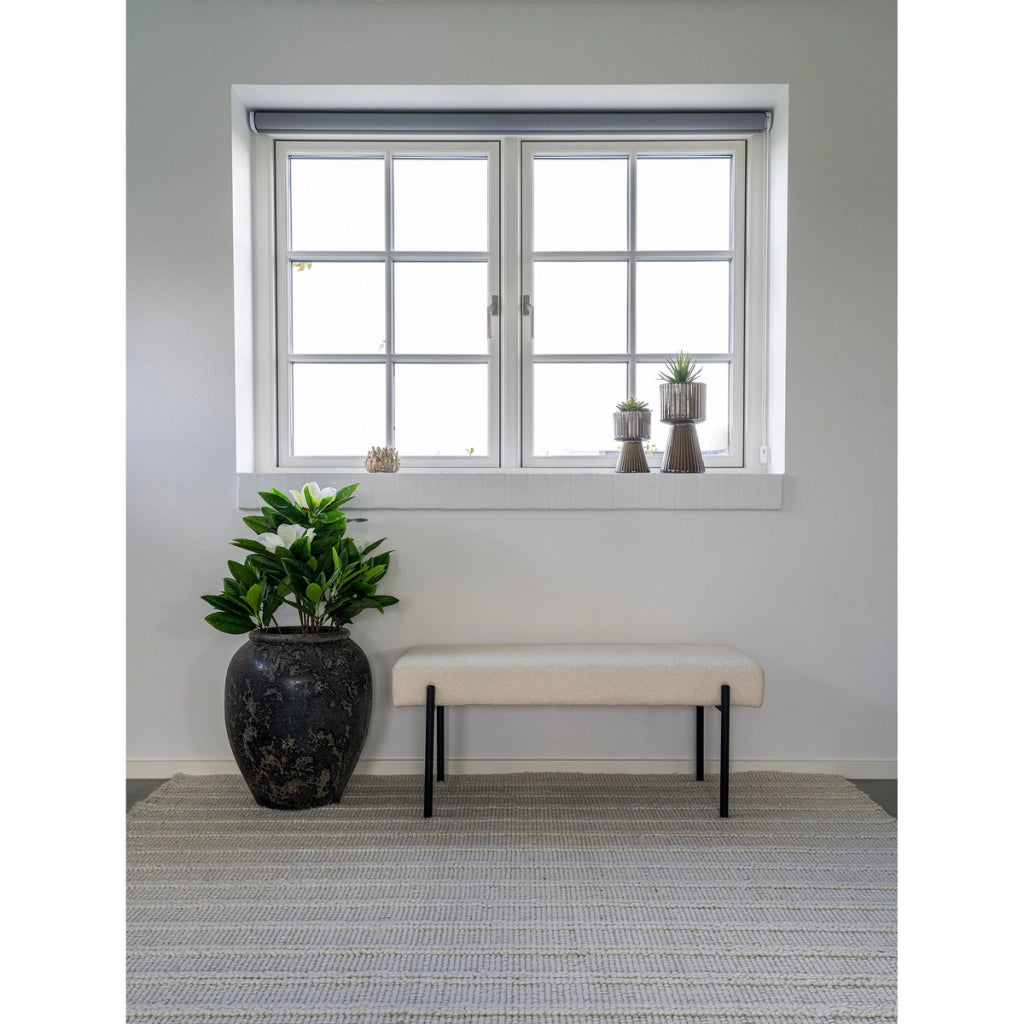 Panca Swindon, Bianco, Tessuto, 36x100x42,5 cm