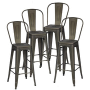 Set di 4 sedie per ristorante in metallo da 116cm, Sgabelli da bar eleganti con schienale rimovibile Grigio-Sgabelli da bar