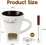 Fonduta di cioccolato Mok 200 ml - Ceramica - Forchetta - Luce alogena - Resistente al lavastoviglie - Deposito di calore - Bicchiere per fonduta