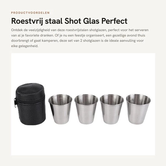 Set di bicchieri da shot in acciaio inossidabile - 70 ML - 2 pezzi - Leggero - Duraturo - Ideale per whisky, tequila, vodka - Bicchieri da cocktail