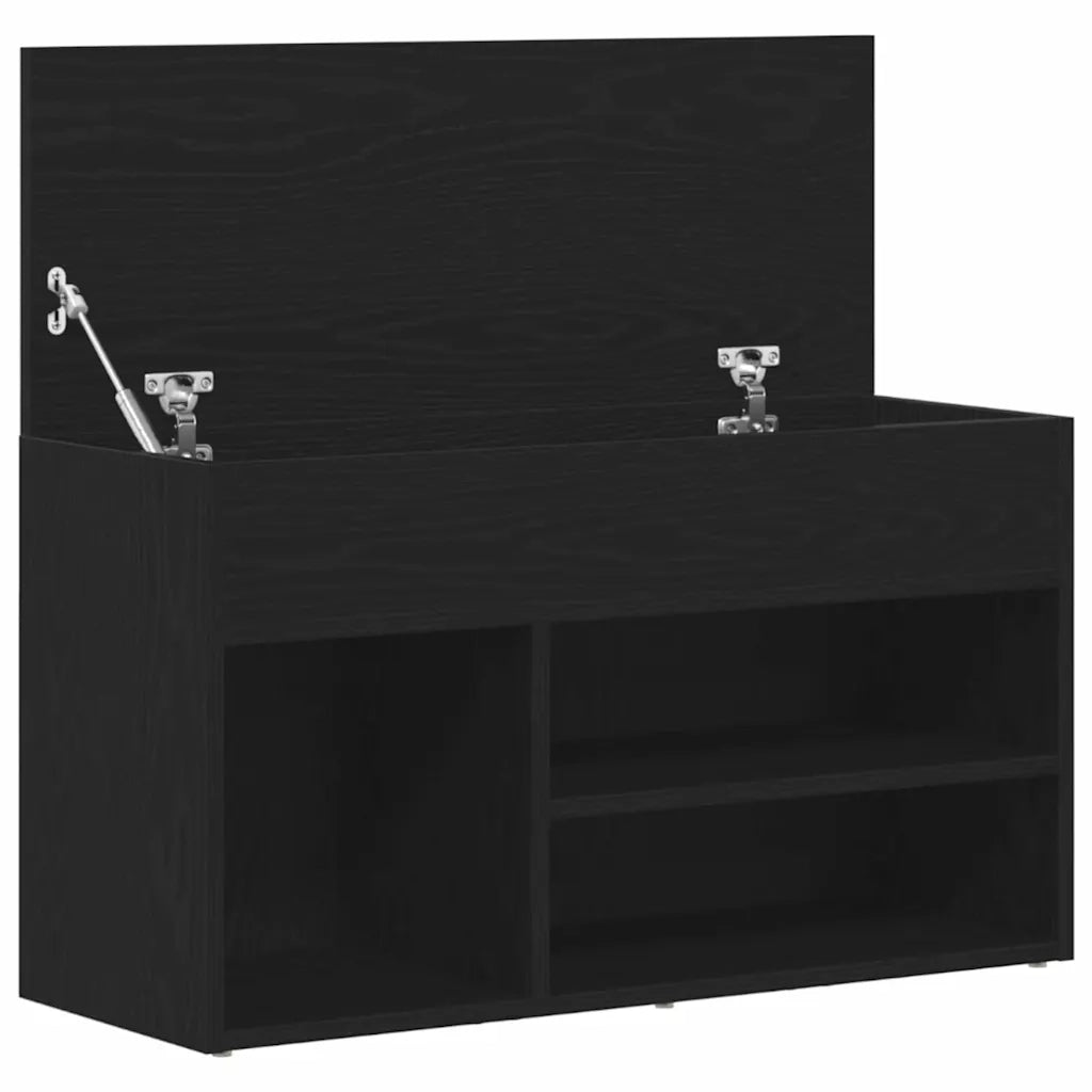 Panca per scarpe Rovere Nero 80 x 30 x 45 cm Legno multistrato 862703