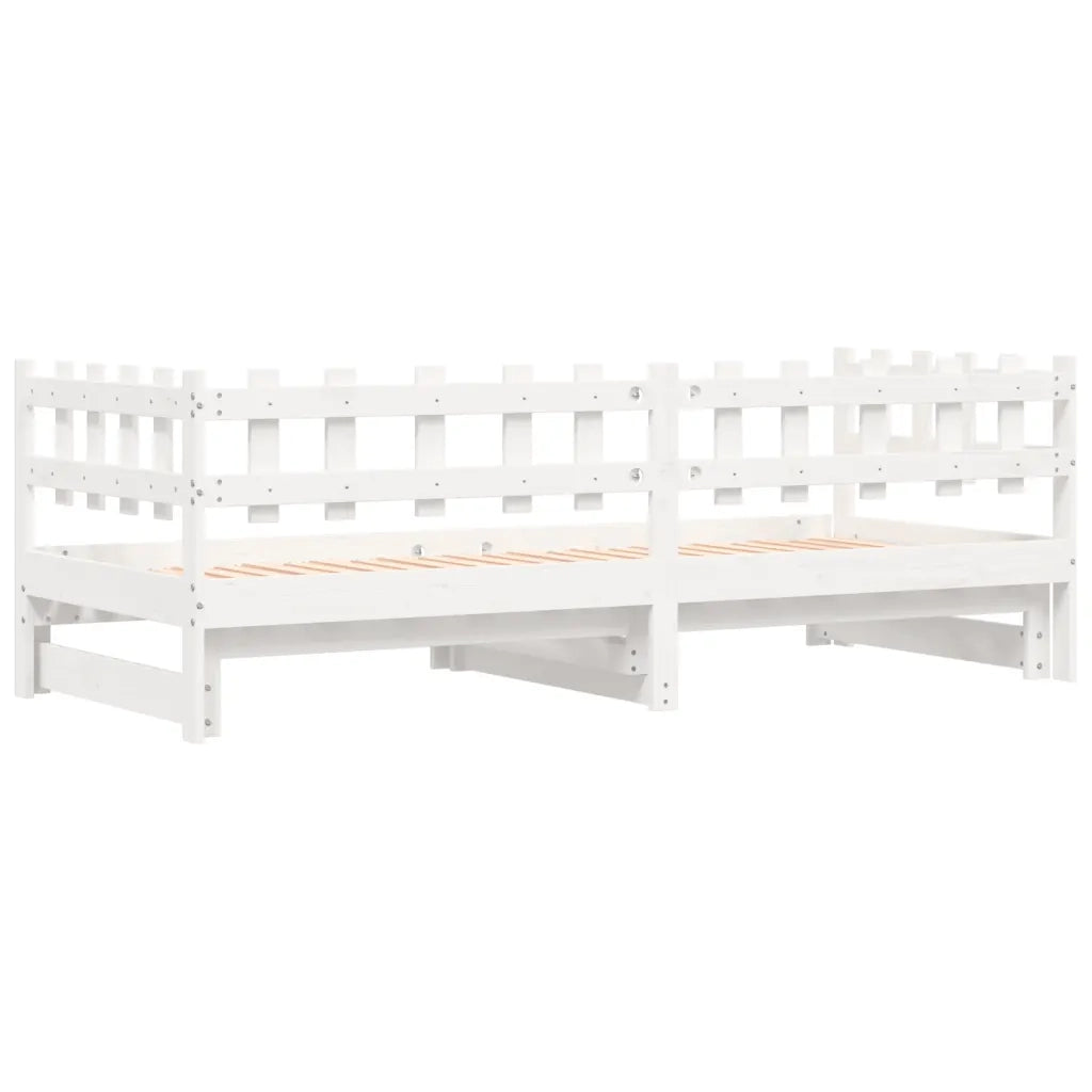 Dormeuse Estraibile Bianca 2x(90x190) cm Legno Massello di Pino 840392