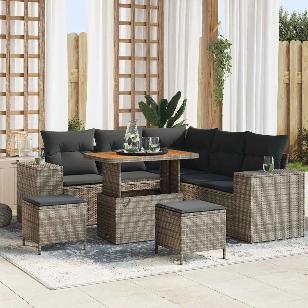 Set Divano da Giardino con cuscino 8 pcs Grigio polyrattan 3362008