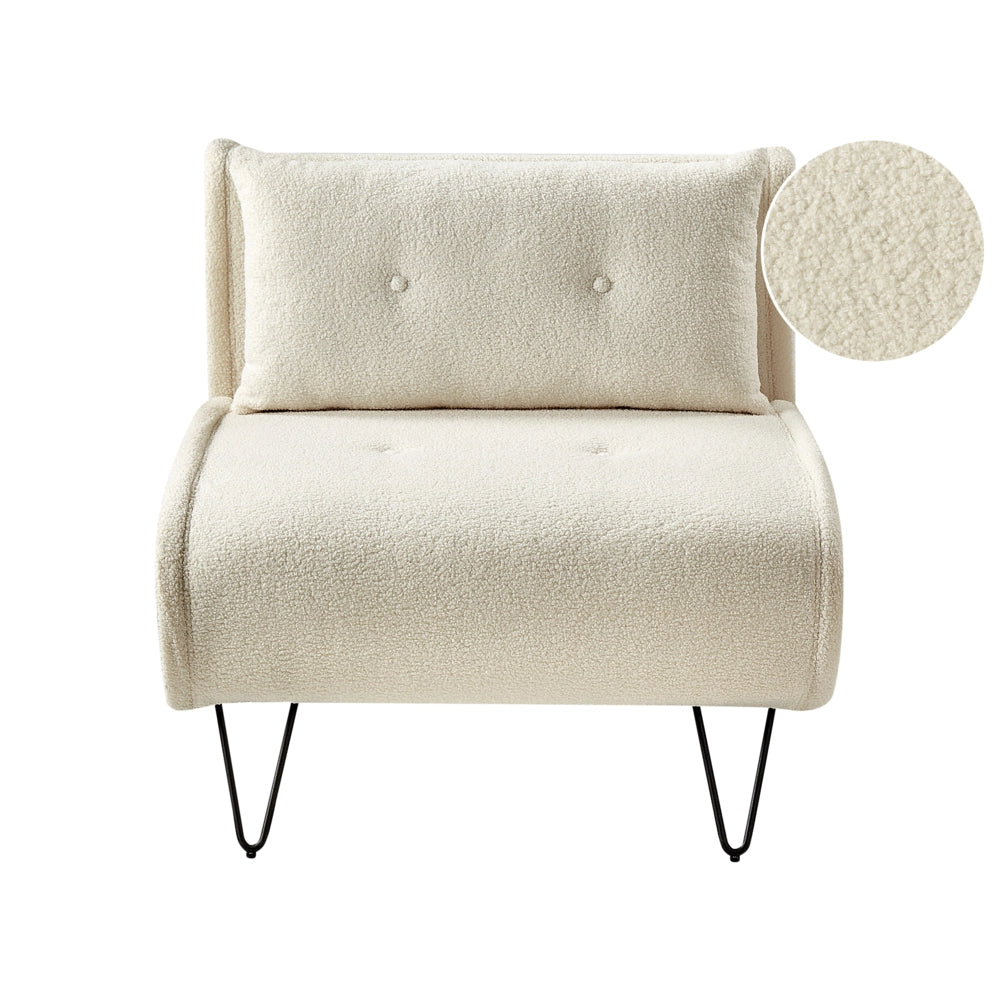 Divano Letto ad 1 Posto In Tessuto bouclè beige chiaro stile elegante glamour