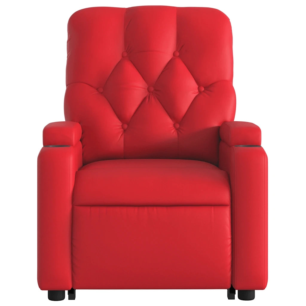 Poltrona Alzapersona Reclinabile Massaggio Rosso in Similpelle 3204784
