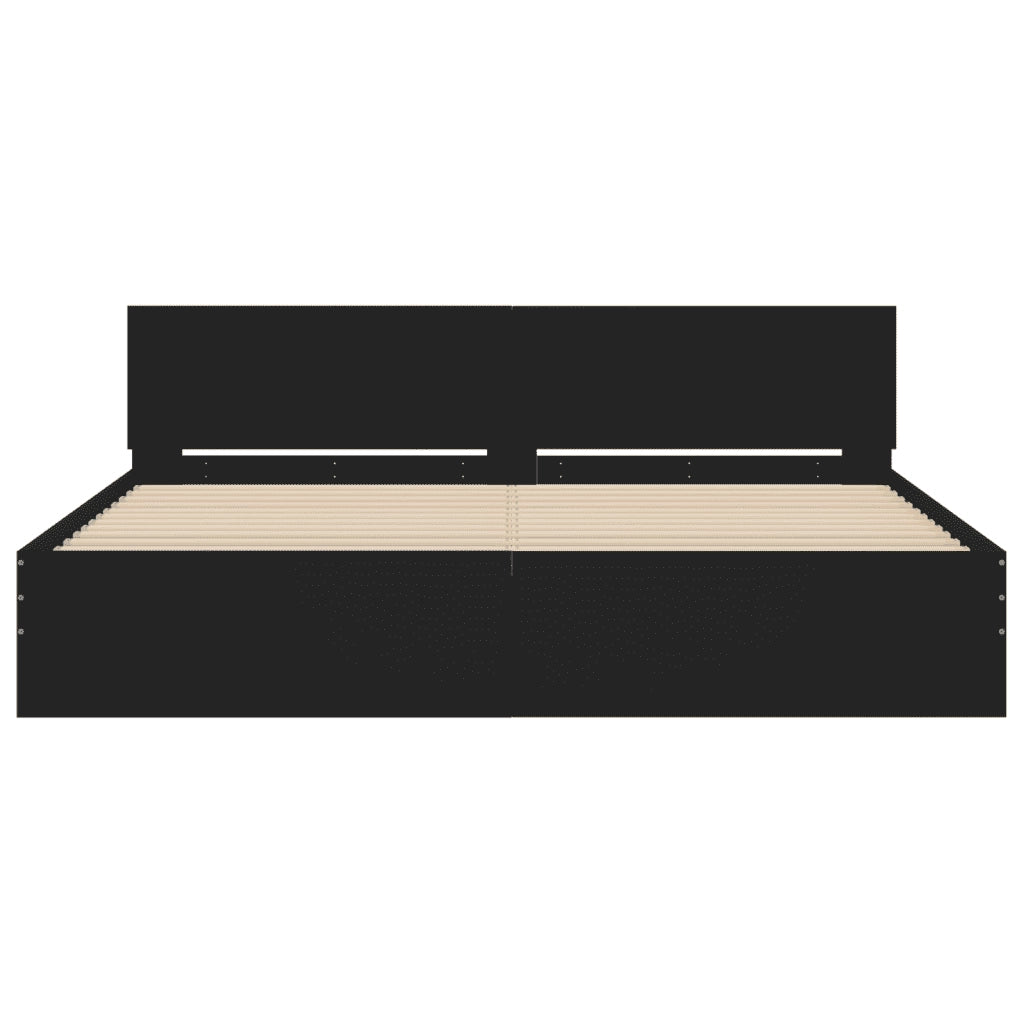 Letto matrimoniale | Letto per adulti | Giroletto con Testiera Nero 200x200 cm