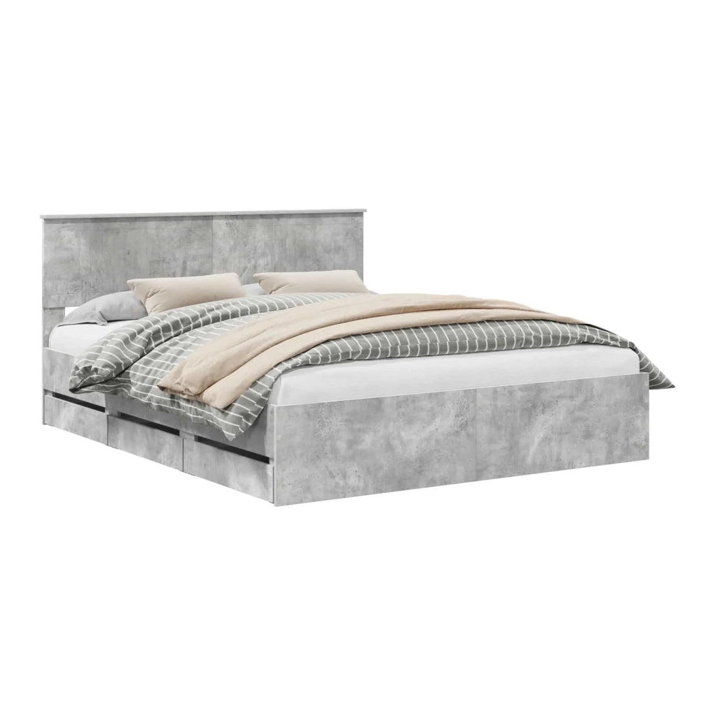 Letto matrimoniale | Letto per adulti | Struttura del letto con cassetto Grigio cemento 160 x 200 cm