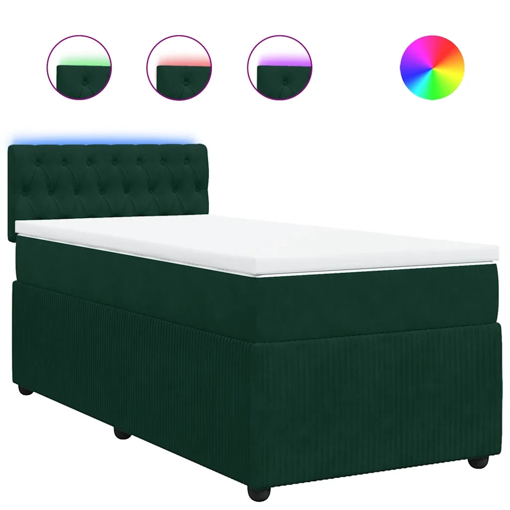 Giroletto a Molle con Materasso Verde Scuro 100x200 cm Velluto