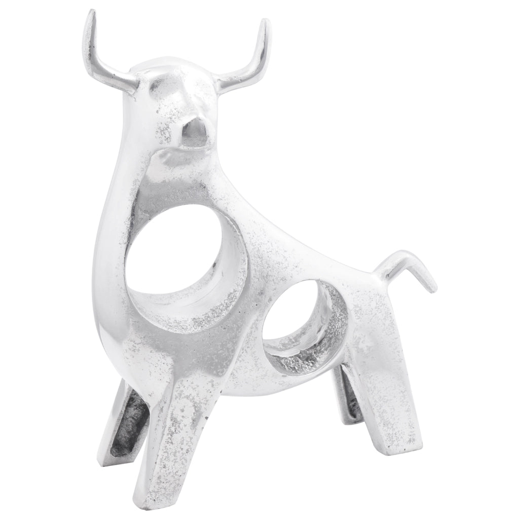 Scultura di toro  Argento 22x9,5x34 cm Alluminio