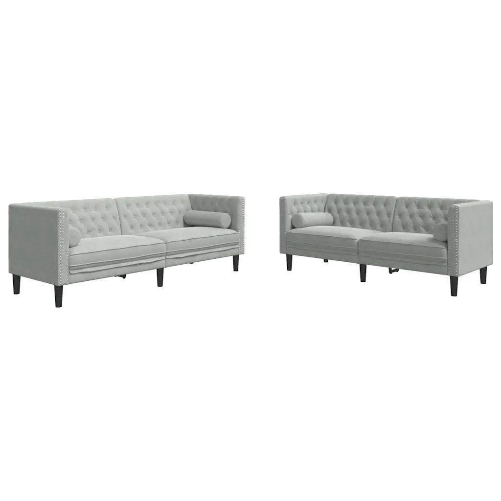 Set di divani 2 pcs Grigio chiaro Velluto