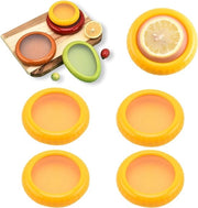 Contenitore per conservazione degli alimenti, 4-pack di scatole in silicone riscaldabili con coperchio per uva, limone, avocado, pomodoro e verdure per mantenere il cibo fresco (giallo, 4-pack)