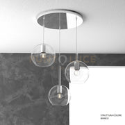 SOSP. BIANCO TONDA 3 LUCI VETRI TUTTI MEDIO TRASPARENTE 1155BI-S3 TM-TR