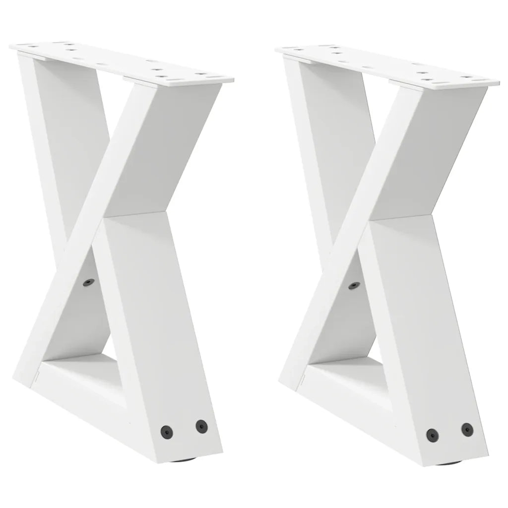 vidaXL Gambe per tavolino 2 pz Bianche 30x(30-31,3) cm Acciaio
