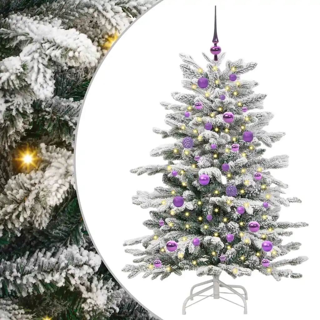 Albero di Natale Artificiale-Albero Natalizio con Rami Pieghevoli Bianco 150 cm 694571