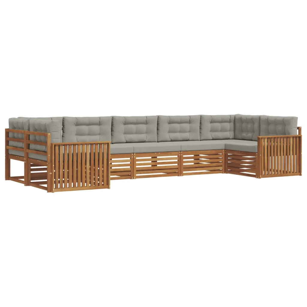 Set di divani da esterno 7 pcs Grigio Naturale e Chiaro