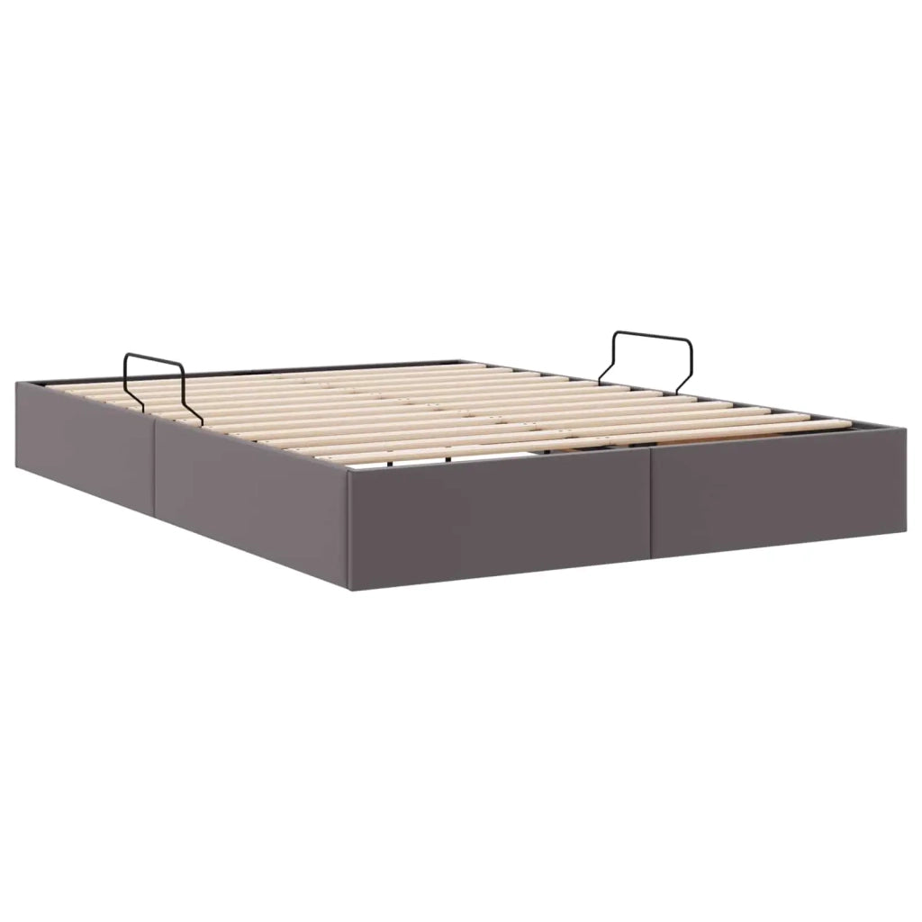 Letto ottomano Grigio 140 x 200 cm Pelle Sintetica 3442776
