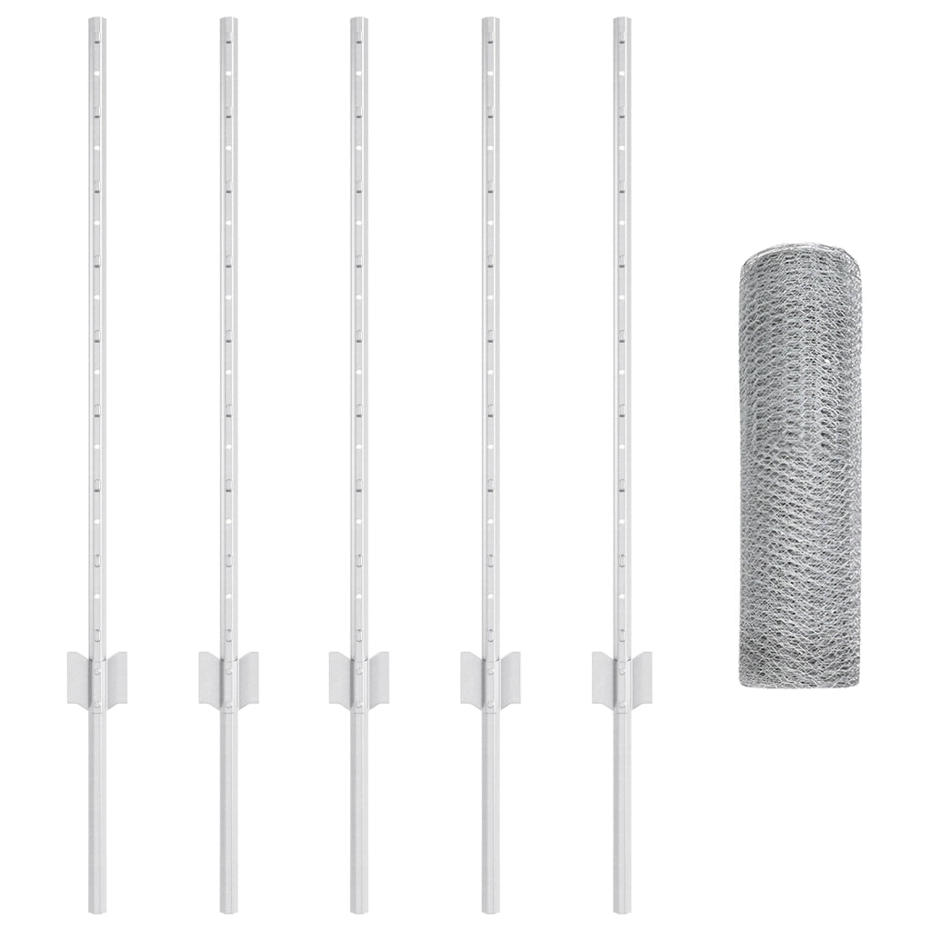 Pali per Recinzione  5 pz U-Channel 80 cm Acciaio Zincato