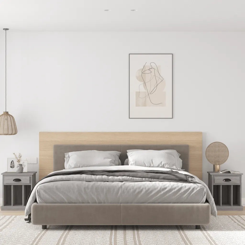 Set di 2 Comodini | Armadio da Notte | Mobiletto da notte Grigio Sonoma 43x36x50 cm