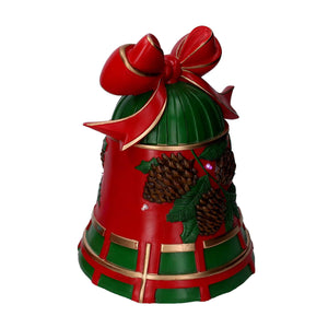 Campana resina pigne rosso e verde con led cm 25x24xh33