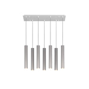 Lampadario Industrial-Minimal Xeana Metallo Bianco Alluminio 7 Luci Gu10