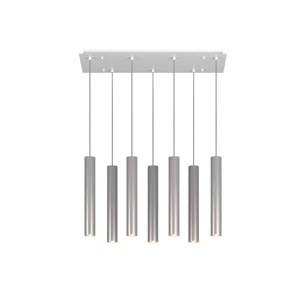 Lampadario Industrial-Minimal Xeana Metallo Bianco Alluminio 7 Luci Gu10