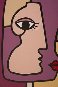 Stampa Dipinta Faces New 1 60x3x90 cm in Legno e Tessuto